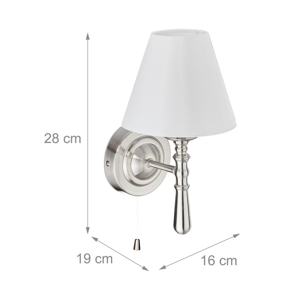 2XWANDLAMPE - Weiß, Textil/Metall (16/28/19cm) - Relaxdays