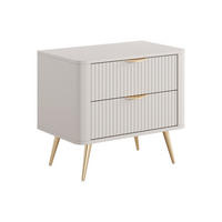NACHTTISCH mit 2 Schubladen - Beige & Goldfarben - ELONARIA - Beige, Holz (63.2/55.3/38cm) - Vente-Unique