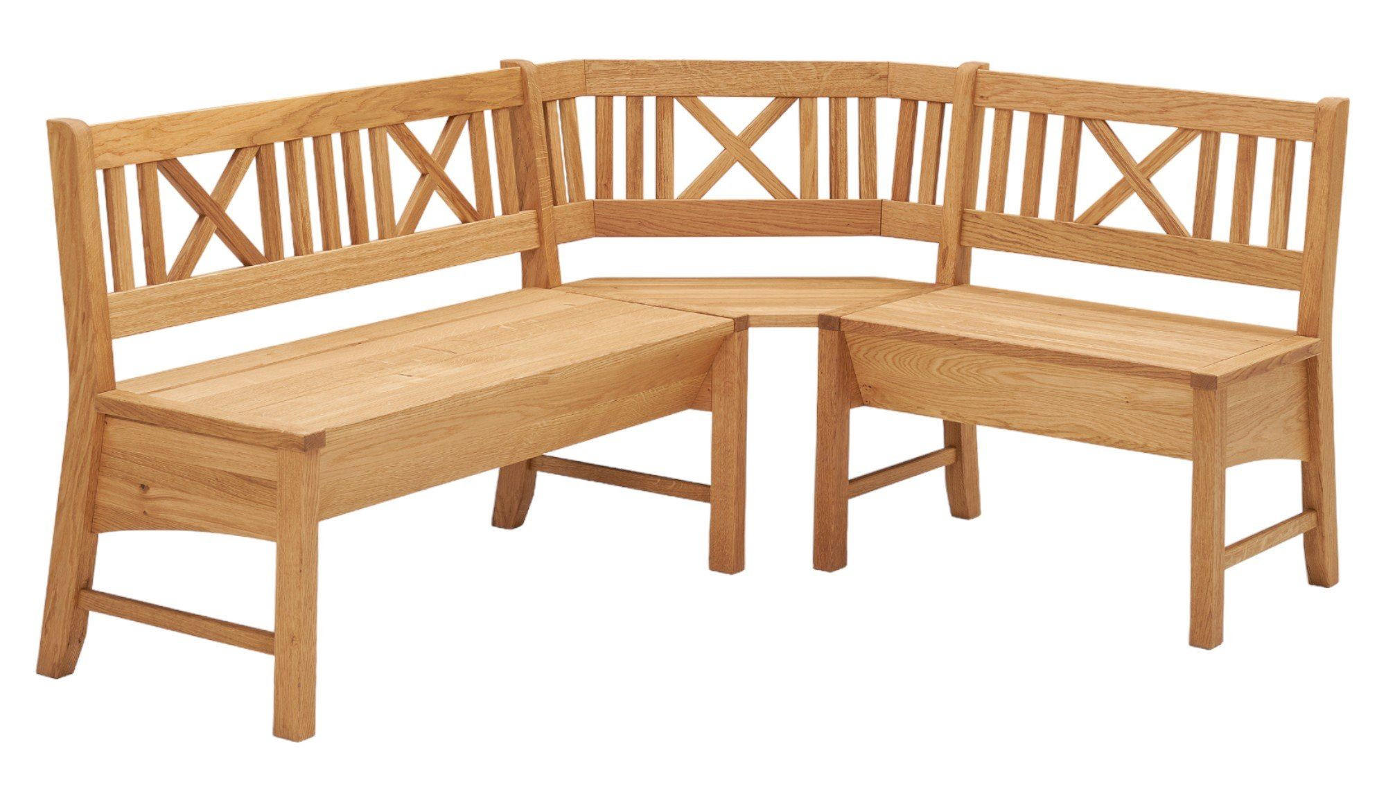 ECKBANK Delaney 139 x 179 x 87 Massivholz Wildeiche geölt - Braun, Holz (179/139cm) - 58aufmkessel