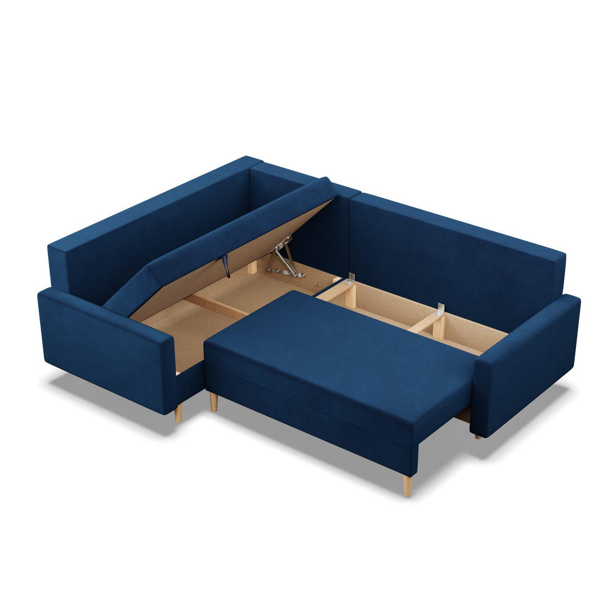 ECKSOFA LINKS MIT SCHLAFFUNKTION BLANK, Dunkelblau - Dunkelblau, Textil (223/172cm) - Mebligo