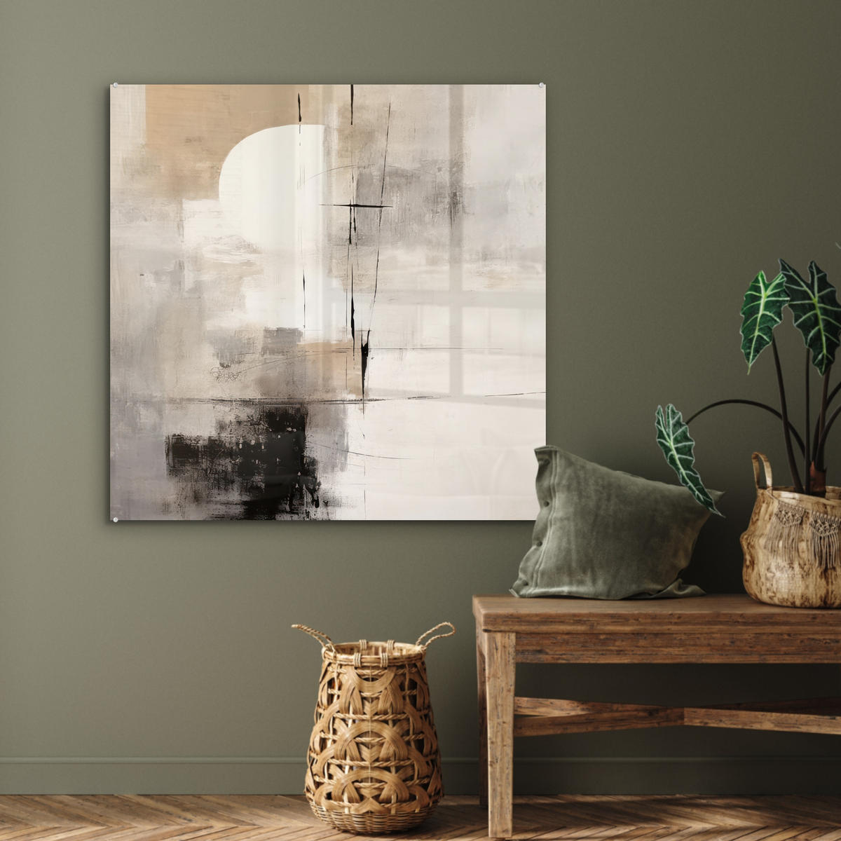 ACRYLGLASBILD Abstrakt - Kunst - Grau 90x90 cm - Hellgrau, Glas (90/90cm) - MuchoWow
