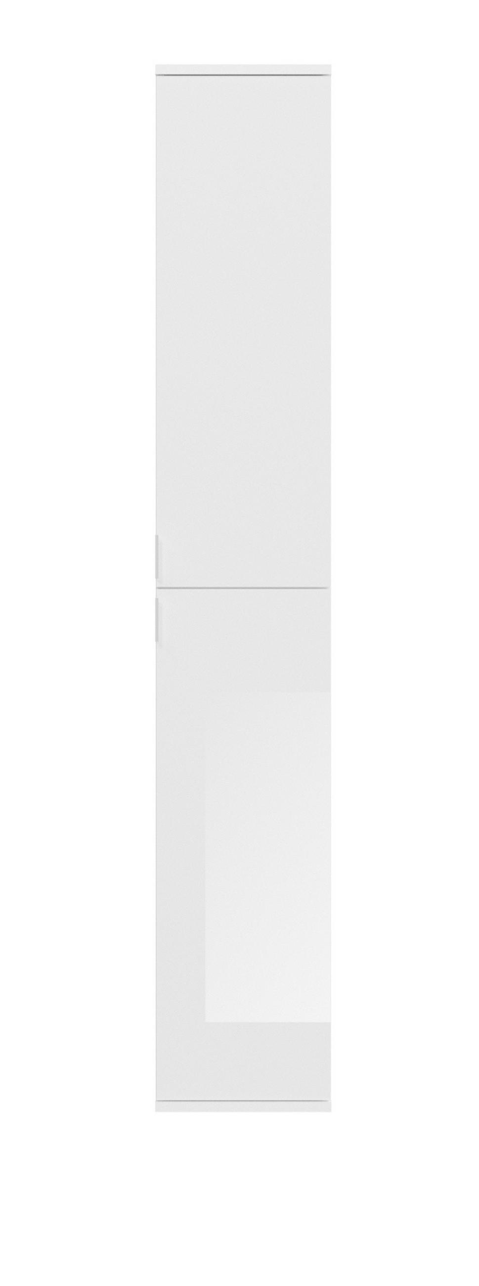 SCHUHSCHRANK weiß Hochglanz 30 cm, Flurschrank mit 6 Fächern - Chromfarben/Weiß Hochglanz, Holzwerkstoff/Metall (30/193/34cm) - Inn.Furn