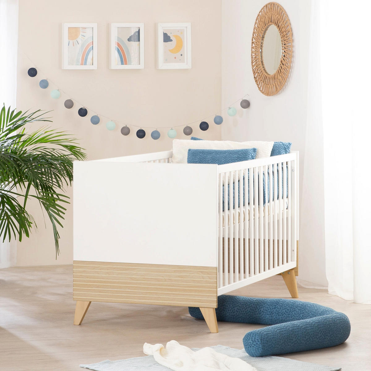 BABYBETT Theo 70 x 140 cm - Eichefarben/Weiß, Holz/Holzwerkstoff (70/140cm) - Roba