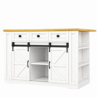 KÜCHENINSEL 130/50/87 cm Weiß mit ausklappbarer Arbeitsplatte, 3-stufigem Ablageregal und 3 Schubladen - Weiß, Holz/Holzwerkstoff (80/87/130cm) - Oxeza