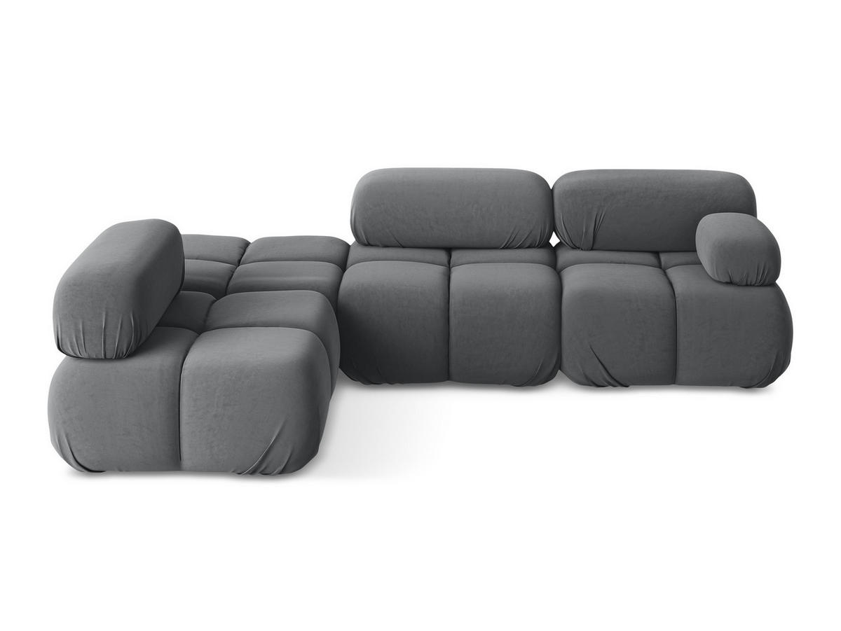 ECKSOFA Links Samt Stoff Grau - Dunkelgrau/Schwarz, Kunststoff/Textil (190/285cm) - Makamii