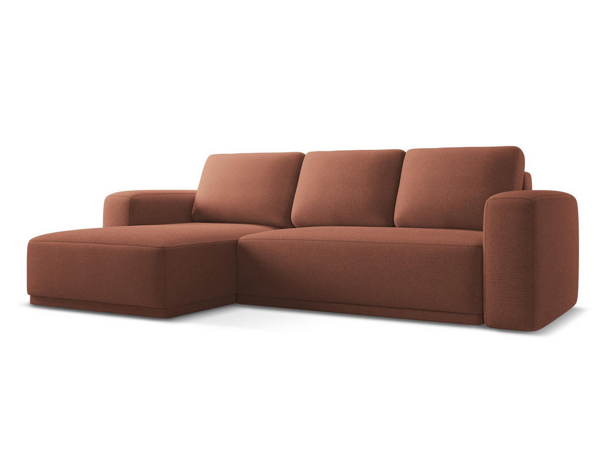 ECKSOFA mit Schlaffunktion Chenille Stoff Pink - Pink/Hellrosa, Kunststoff/Textil (160/258cm) - Makamii