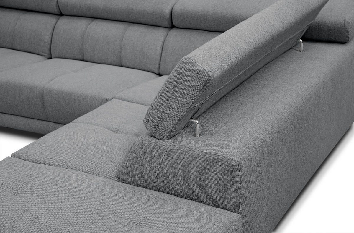 ECKSOFA MORELLO 5-Sitzer, grau - Schwarz/Grau, Holzwerkstoff/Textil (287/228cm) - Courtois Laville