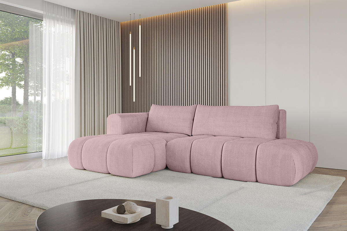 ECKSOFA Ottomane Links CLOUD-L 289x180x40 Rosa Cord - Rosa, Holzwerkstoff/Kunststoff (180/289cm) - ALTDECOR