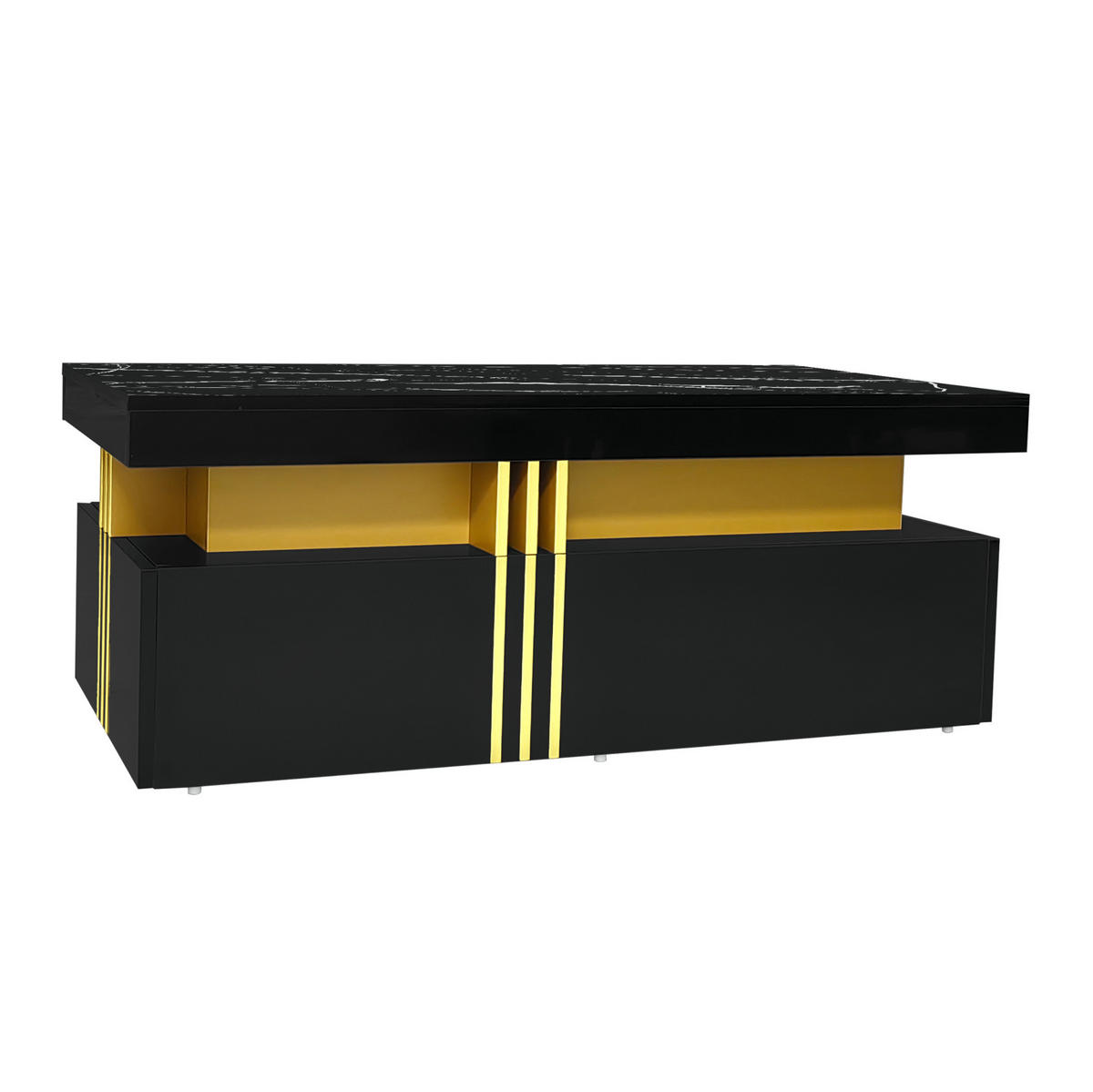 COUCHTISCH aus Spanplatte 100x50x40 cm in Schwarz mit 2 Schubladen - Schwarz, Holzwerkstoff (100/50/40cm) - Modfu