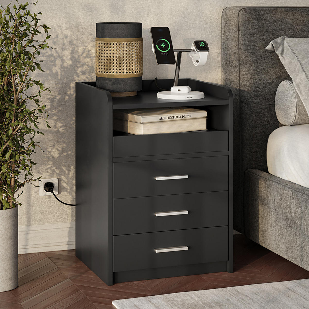 NACHTTISCH Edis Anthrazit 2er Set - Anthrazit, Holzwerkstoff (45/64/40cm) - Vicco