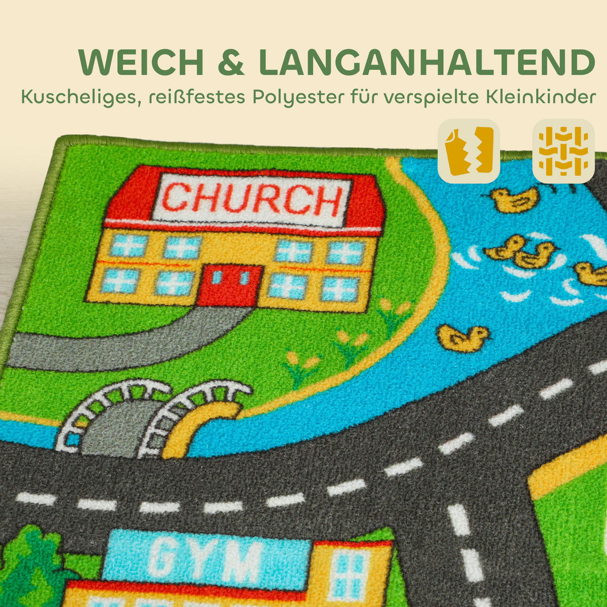 SPIELMATTE Polyester Grau - Grau, Textil - AIYAPLAY