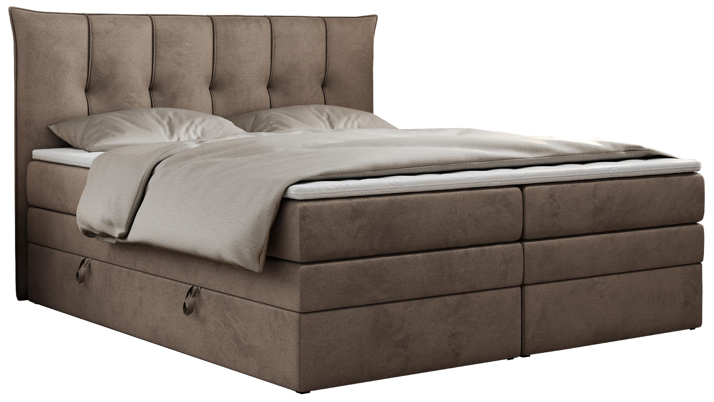 BOXSPRINGBETT PREMIUM 10 KING 180/200 Braun Velvet - H3 - Braun, Holz/Textil (180/200cm) - MKS