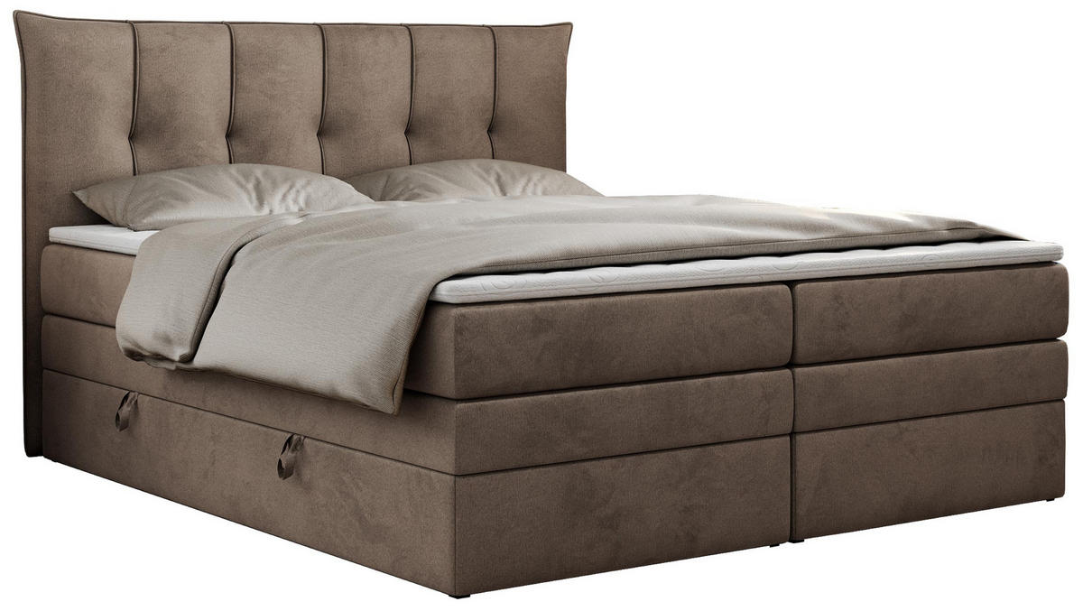 BOXSPRINGBETT PREMIUM 10 KING 180/200 Braun Velvet - H3 - Braun, Holz/Textil (180/200cm) - MKS