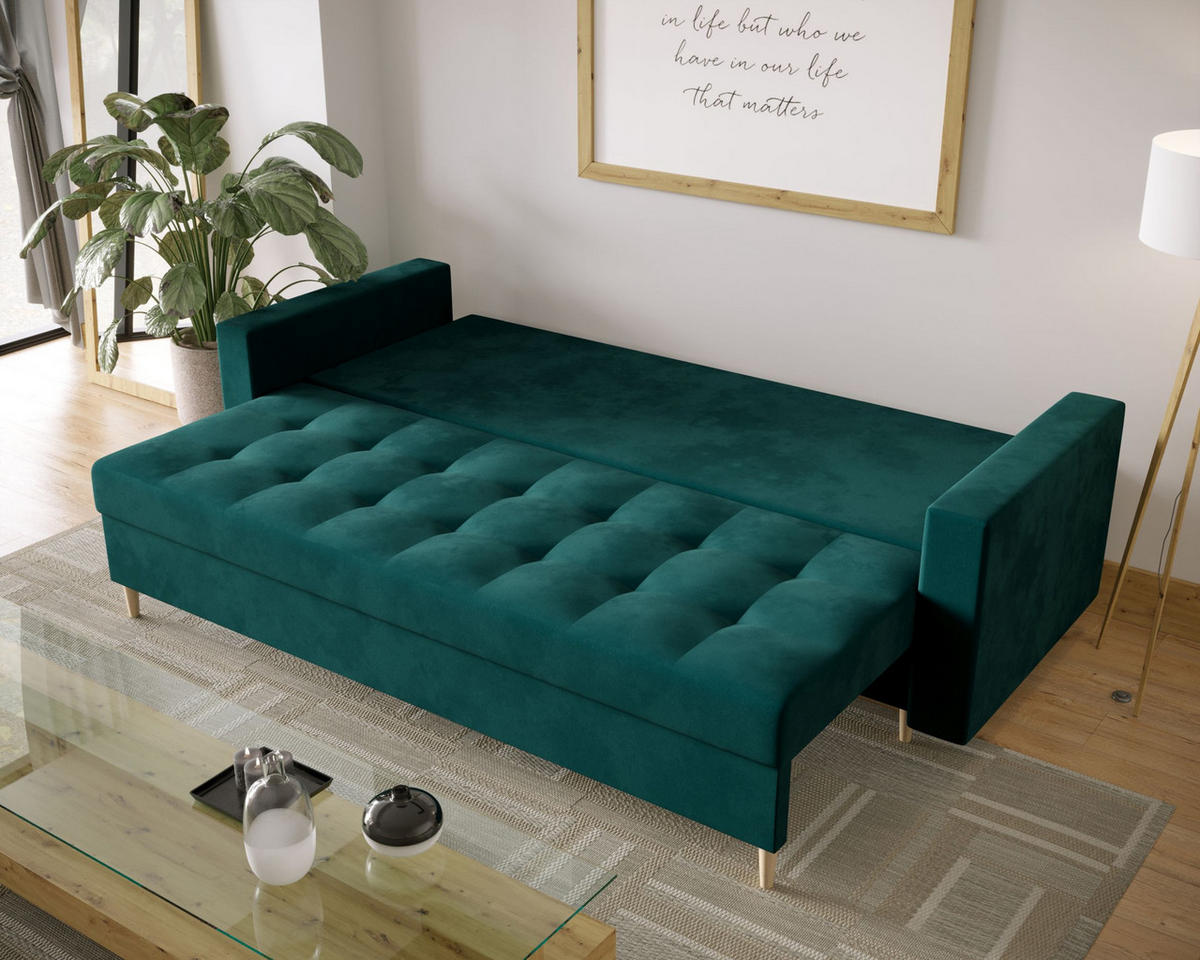 SOFA SKANDI mit Schlaffunktion ITAKA 39 mit Stauraum - Violett, Textil (90/88/232cm) - Bedante