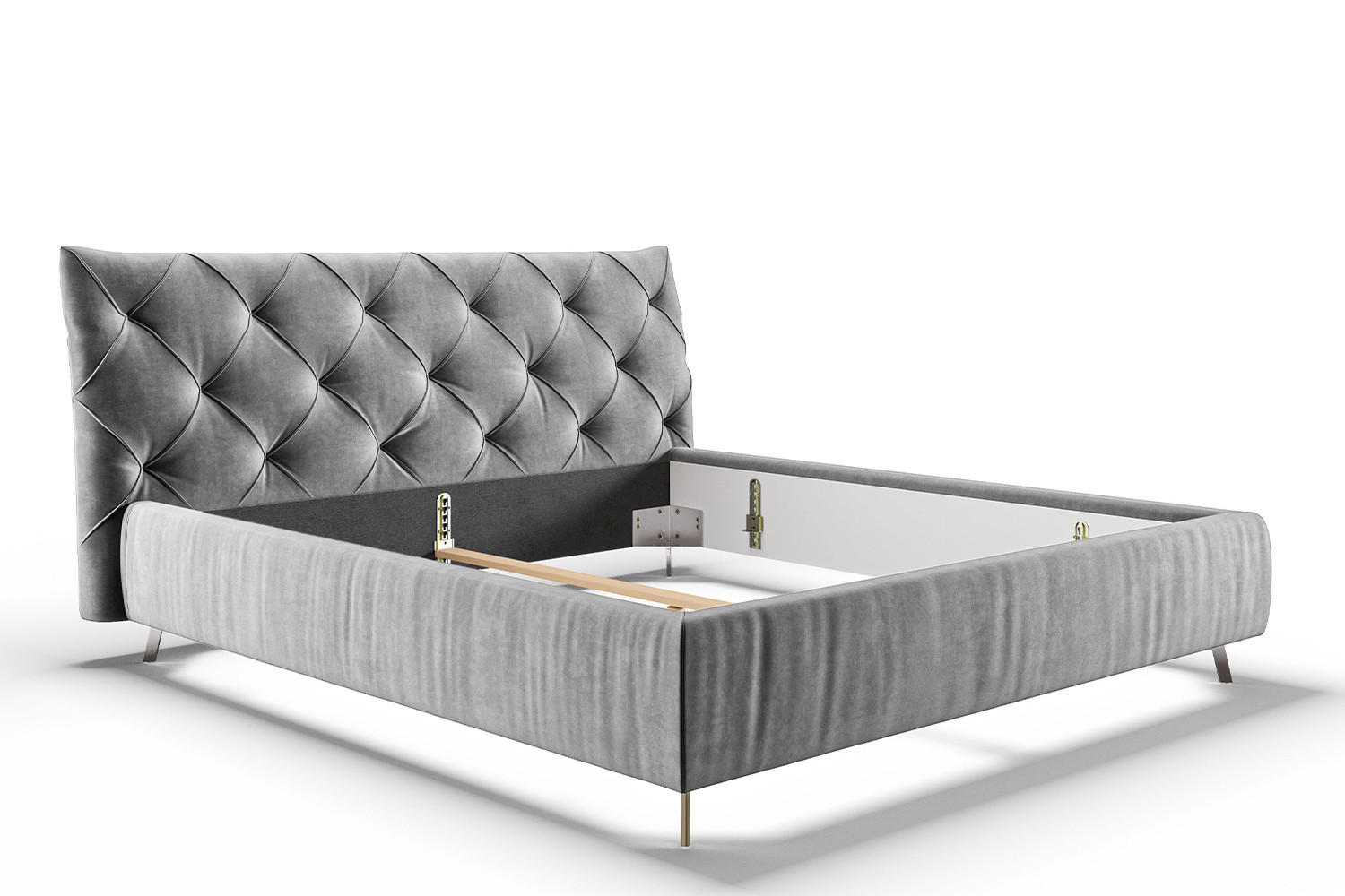 POLSTERBETT ANNY Silber Massivholz - Silberfarben, Textil (200/200cm) - KAWOLA