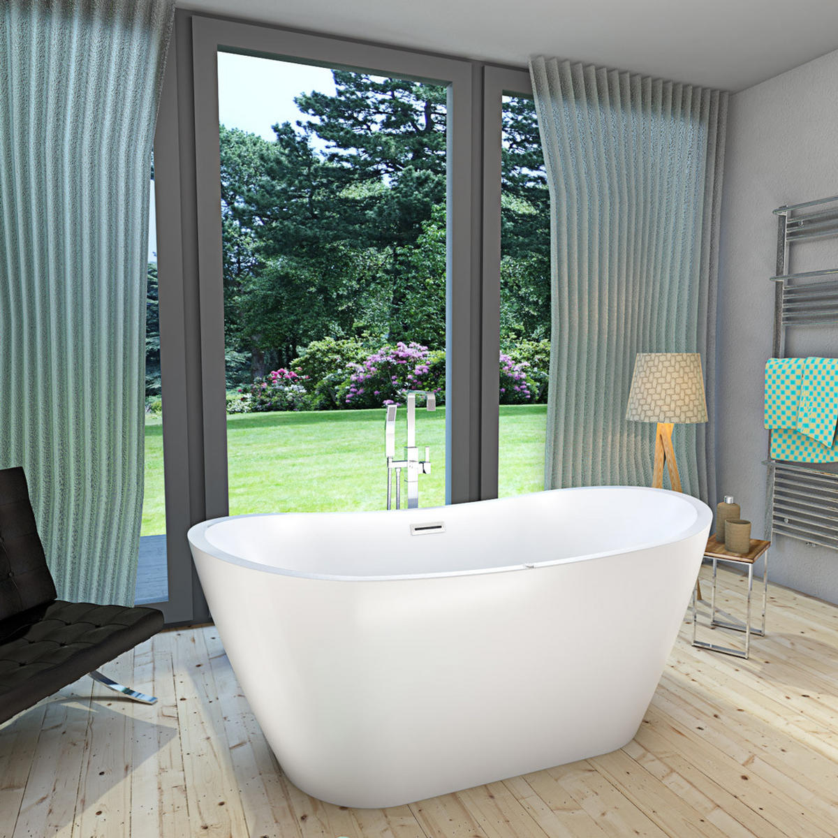 WHIRLPOOL freistehend F13 Armatur AF05 - Weiß, Glas/Kunststoff (80/72/180cm) - AcquaVapore by Sandra Jentho