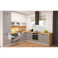 WINKELKÜCHE Elbing grey stone matt / weiß matt 14-teilig mit Vollauszug (HETTICH InnoTech Atira) - Weiß/Grau, Holzwerkstoff/Metall (270/243/280cm) - Feldmann-Wohnen