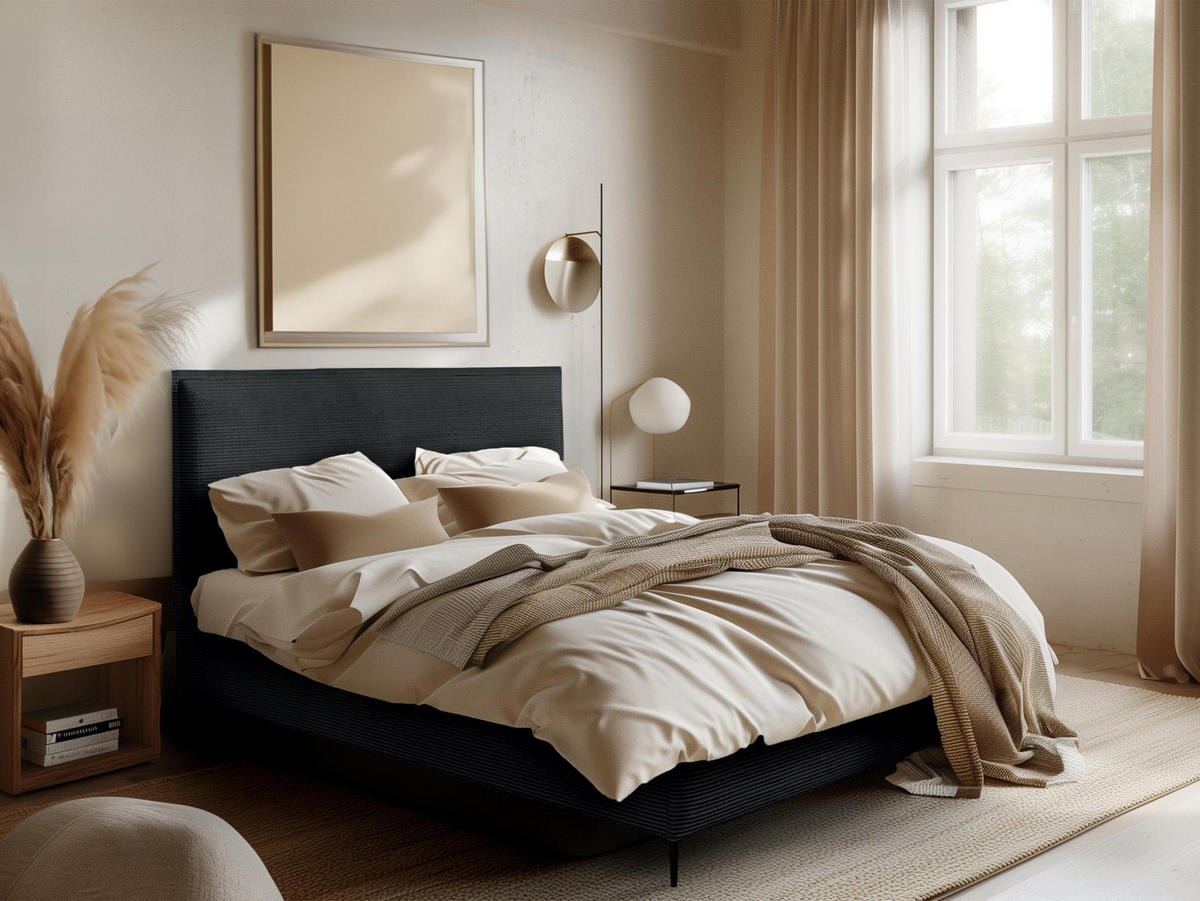 POLSTERBETT Puretta - Anthrazit/Schwarz, Holzwerkstoff/Textil (180/200cm) - MIRJAN24