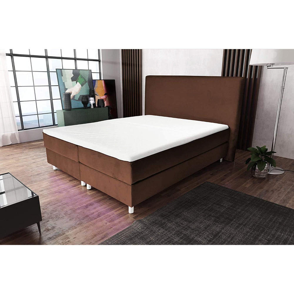 BOXBETT AMELIA mit Luxus 7-Zonen Taschenfederkernmatratze oder Bonellfederkernmatratze in Härtegrad H2, H3, H4 viele Farben und Größen - Braun, Holz/Holzwerkstoff (200/200cm) - Best For Home