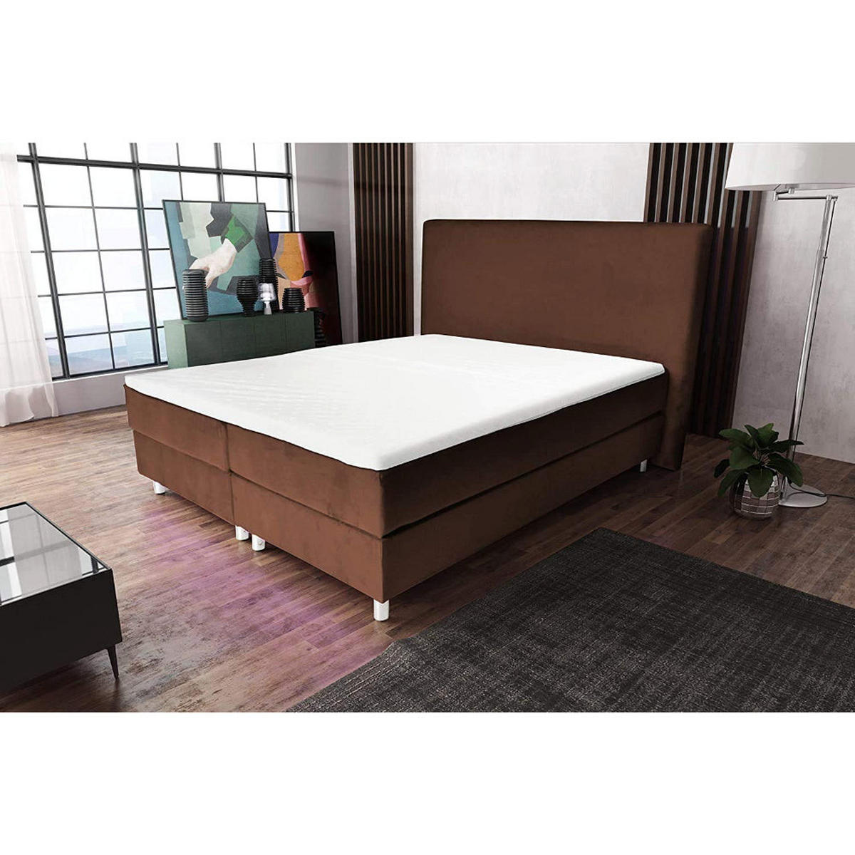 BOXBETT AMELIA mit Luxus 7-Zonen Taschenfederkernmatratze oder Bonellfederkernmatratze in Härtegrad H2, H3, H4 viele Farben und Größen - Braun, Holz/Holzwerkstoff (140/200cm) - Best For Home