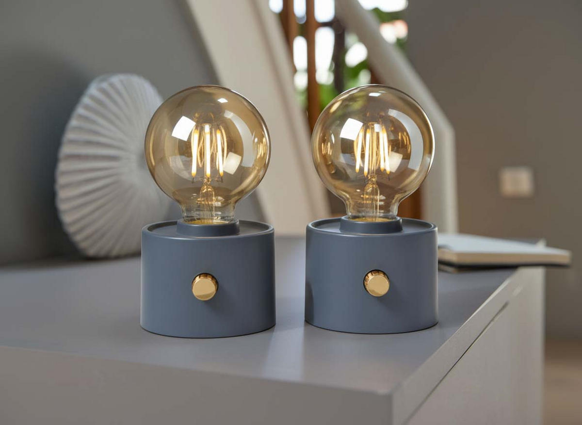 LED-TISCHLAMPE Vintage Edison dimmbar 10x9x16cm 2er-Set Anthrazit - Anthrazit, Kunststoff (10/8.7/16cm) - Northpoint