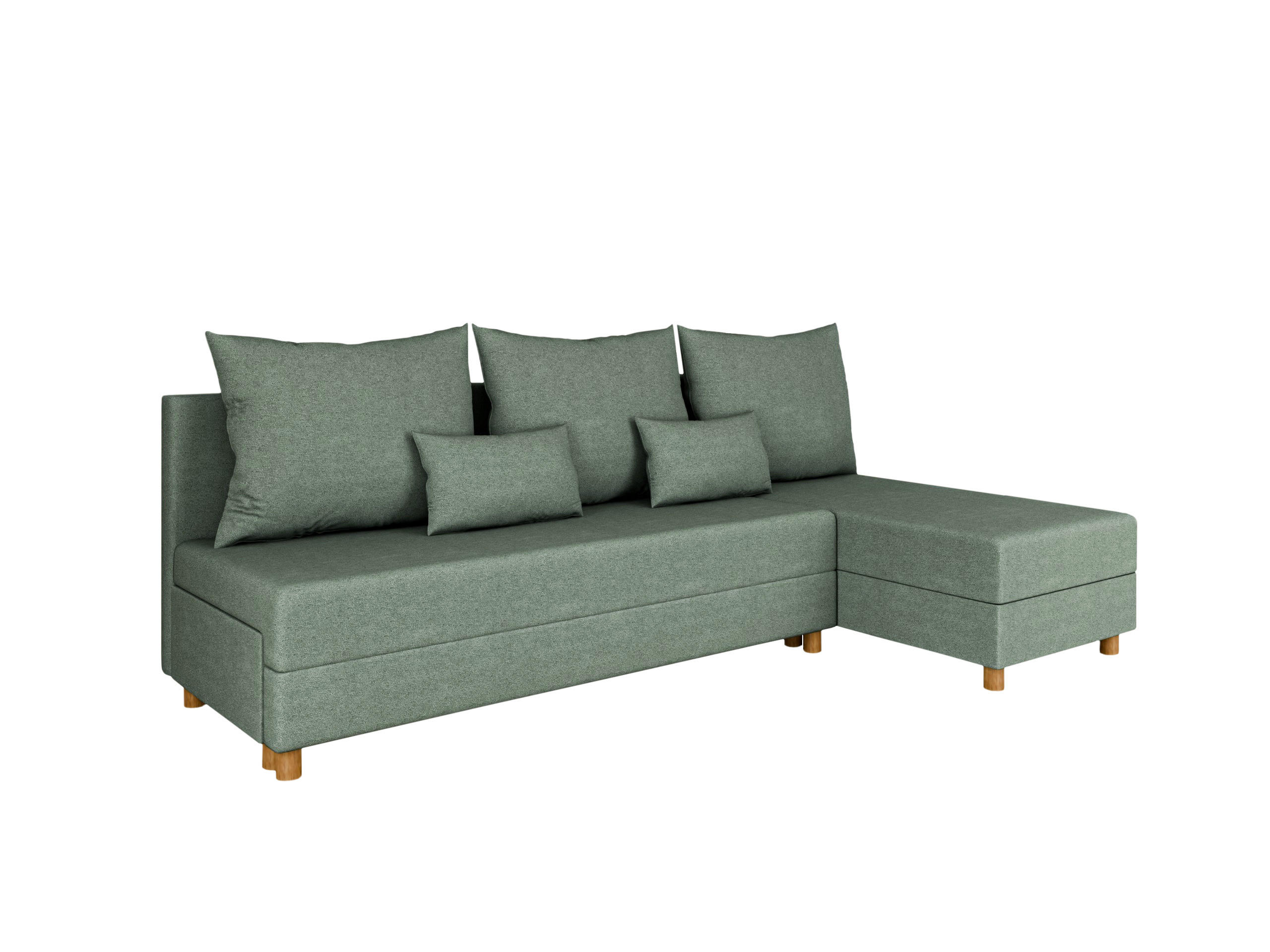 ECKSOFA Lellice L-Form - links oder rechts montierbar, grün - Grün, Holz (214/122cm) - Homesy