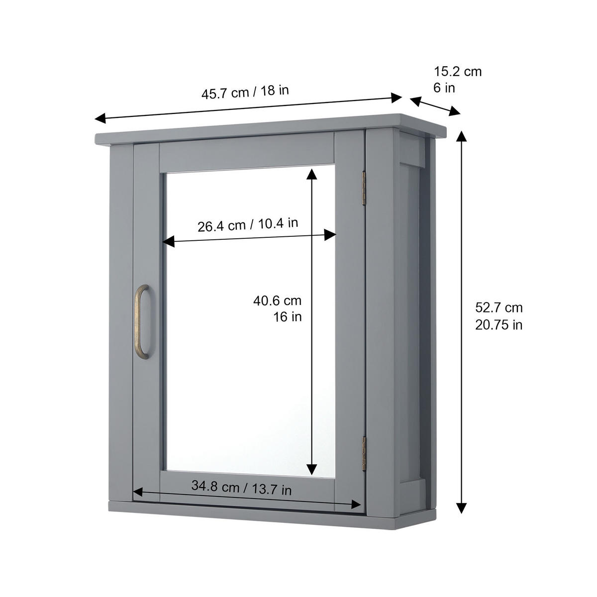 HÄNGESCHRANK Grau - Grau, Holzwerkstoff (15.2/52.7/52.7cm) - Teamson Home