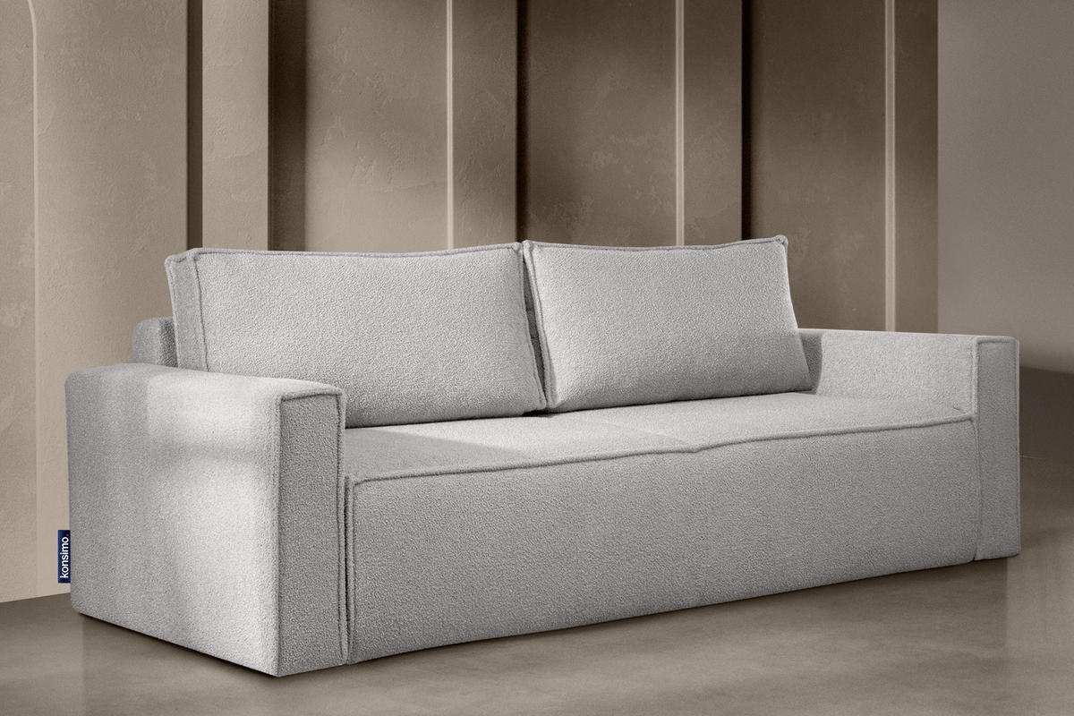 3-SITZER-SOFA NAPI II mit Schlaffunktion, aschgrau - Hellgrau/Grau, Textil (228/89/101cm) - KONSIMO®