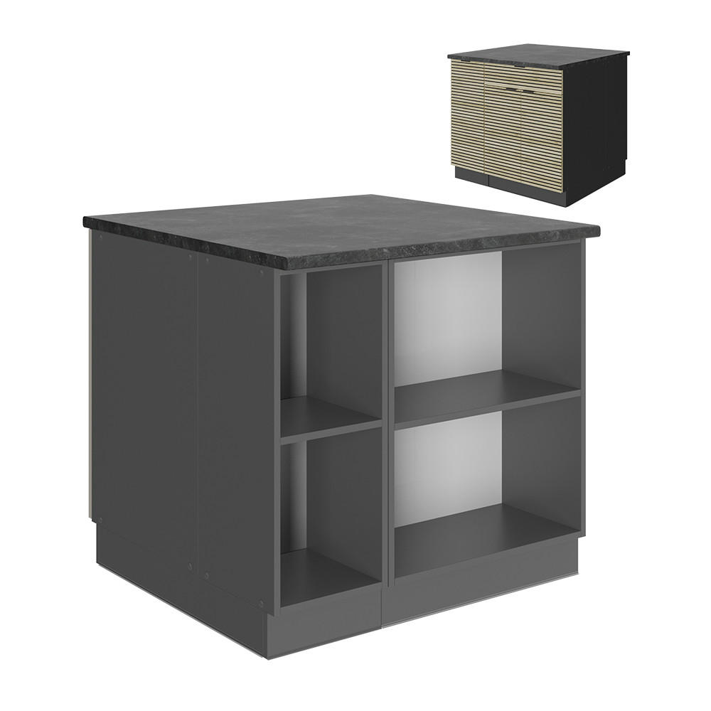 KÜCHENINSEL Fame-Line Eiche Paneel 90 cm mit Schublade, ohne Arbeitsplatte - Hellbraun/Eichefarben, Holzwerkstoff (90/82/60cm) - Vicco