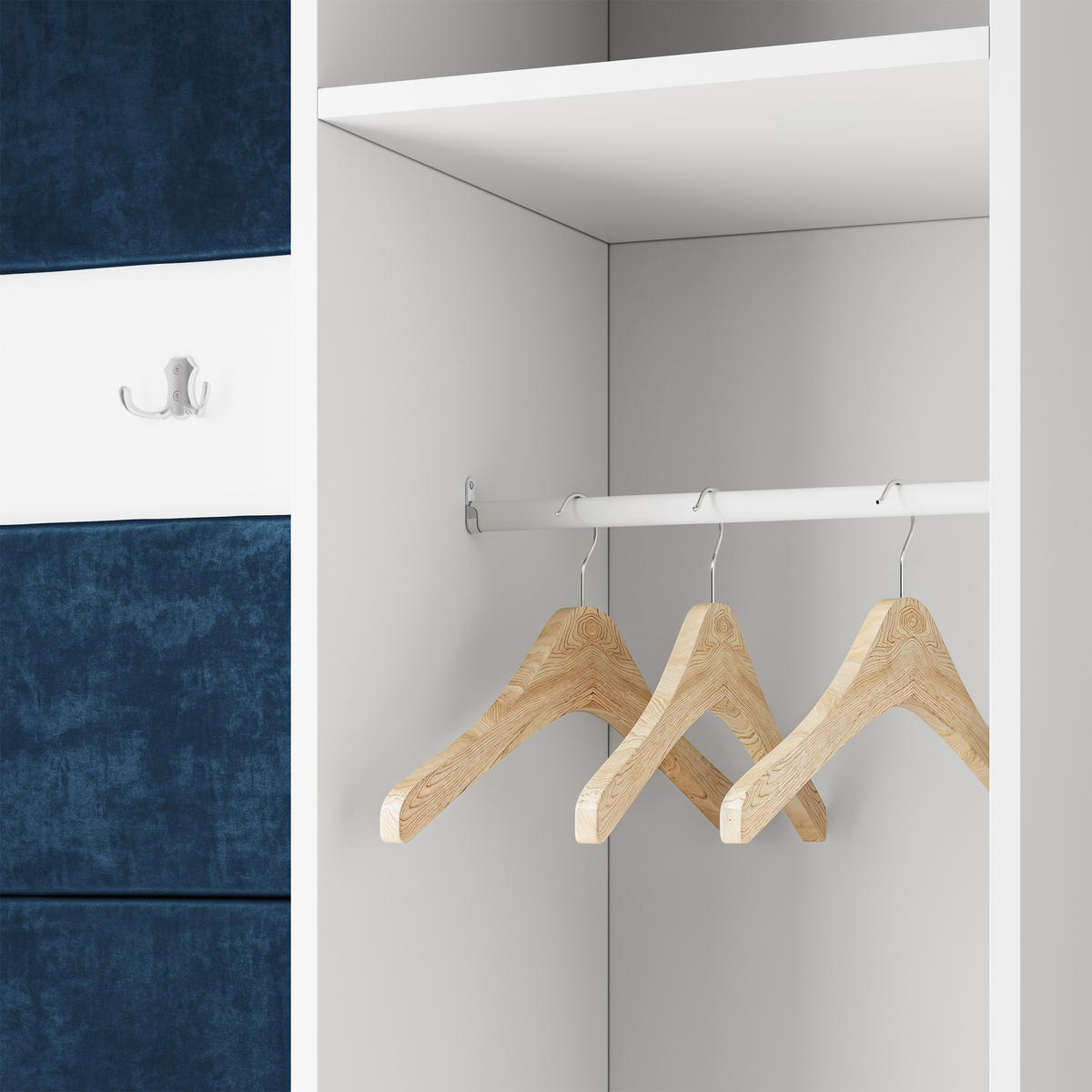 GARDEROBENSCHRANK VIRA 95/181/51 cm Modern Garderobe-Set Eiche Wotan - Blau/Eiche Wotan, Holzwerkstoff (95/181/51cm) - MASSENO