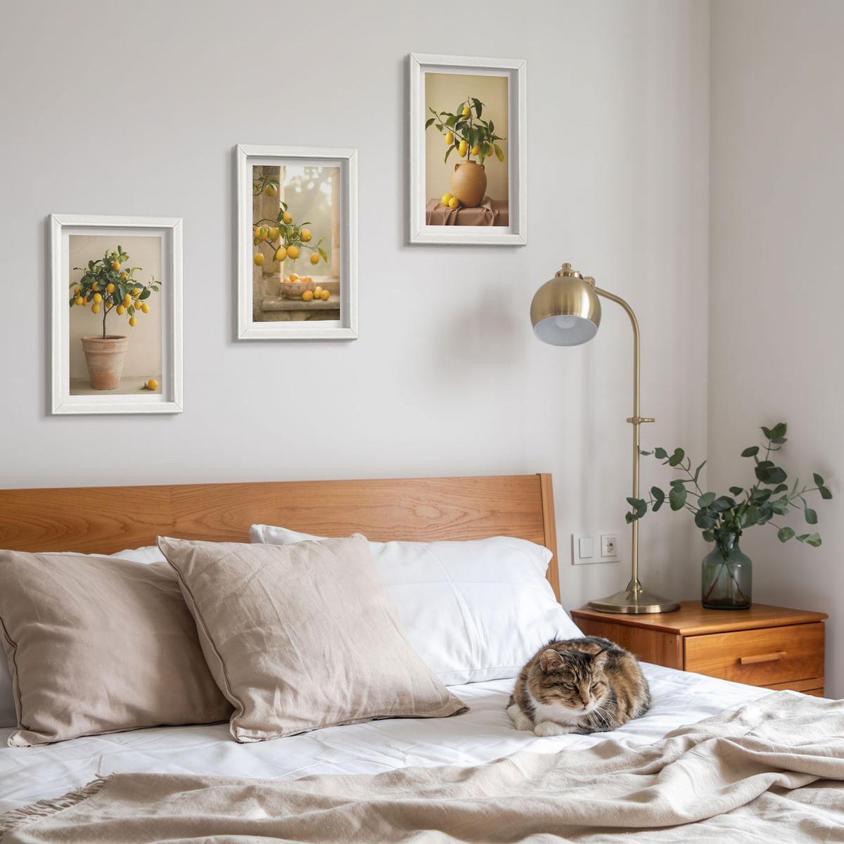 WANDBILDER 3er-Set - 20x30 cm Weißer Rahmen - Zitronenbäume im Topf - Weiß, Kunststoff (20/30cm) - ArtPrintCave