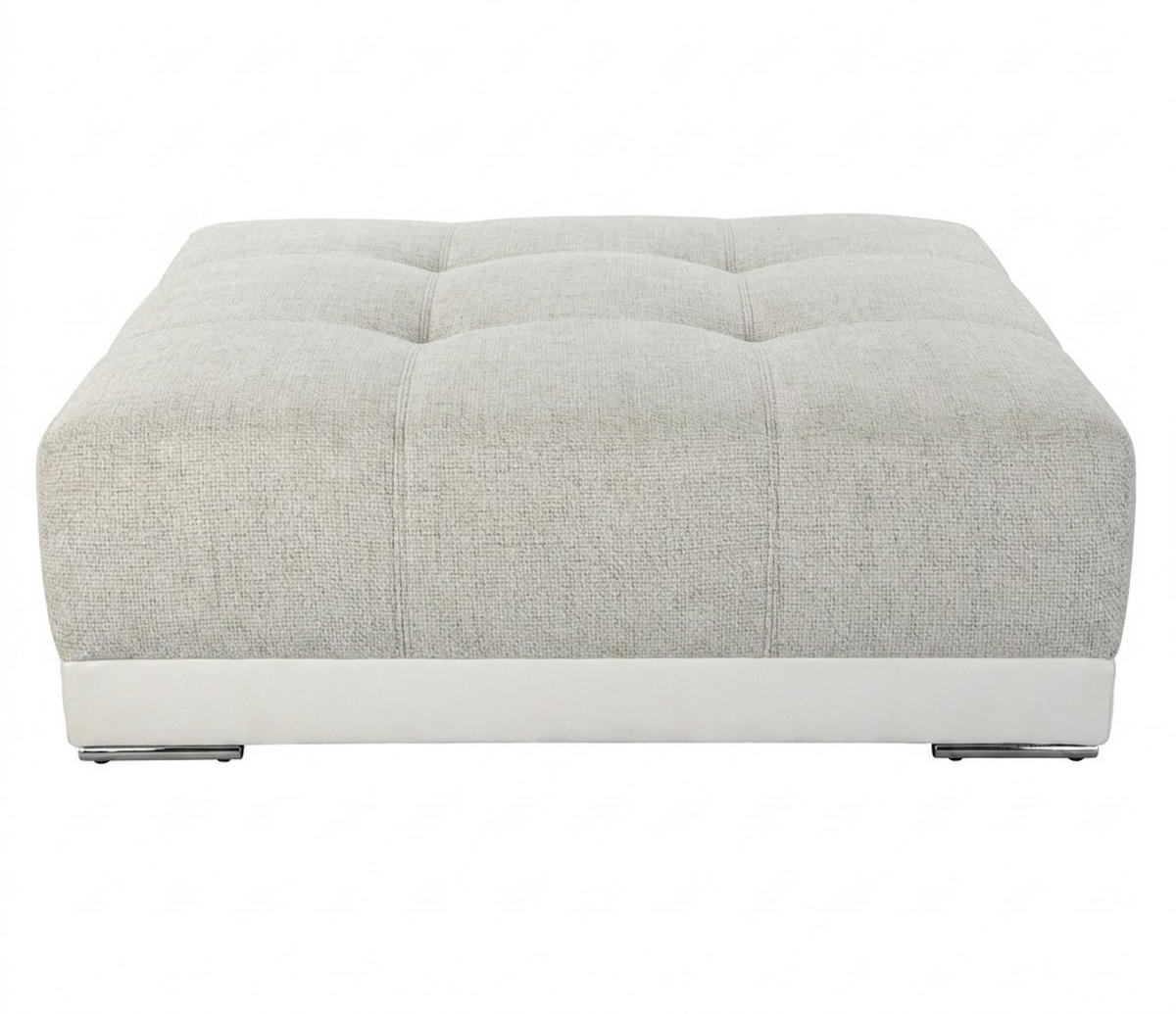POLSTERHOCKER XXL Federkern B120/T120/H39 cm (passend zum BIG-SOFA) Kunstleder Weiß+Strukturstoff Grau Beige / 15138 - Chromfarben/Greige, Kunststoff/Textil (120/39/120cm) - luma-home