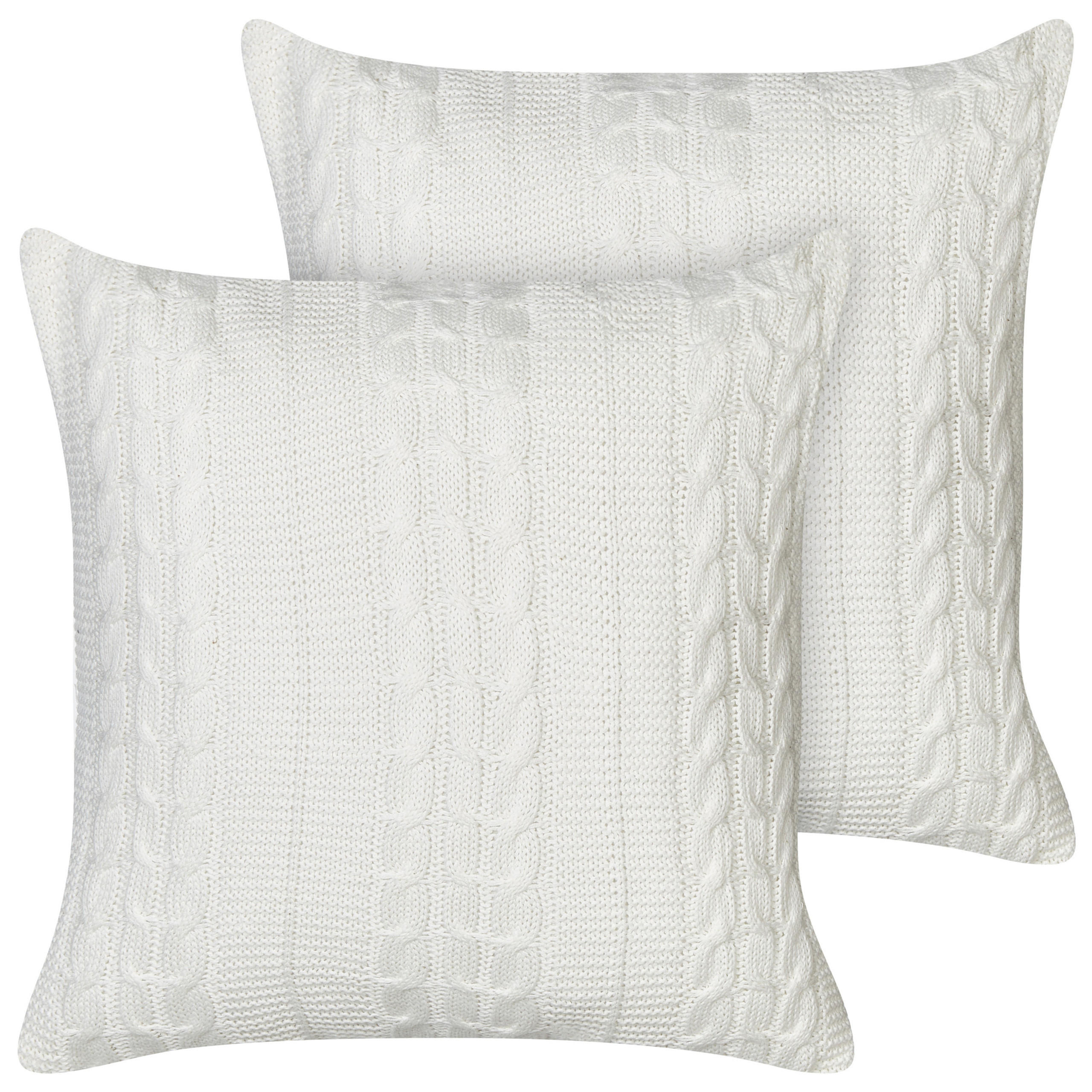 DEKOKISSEN 2er-Set Weiß 45/45 cm Cadetia - Weiß, Textil (45/45cm) - Beliani