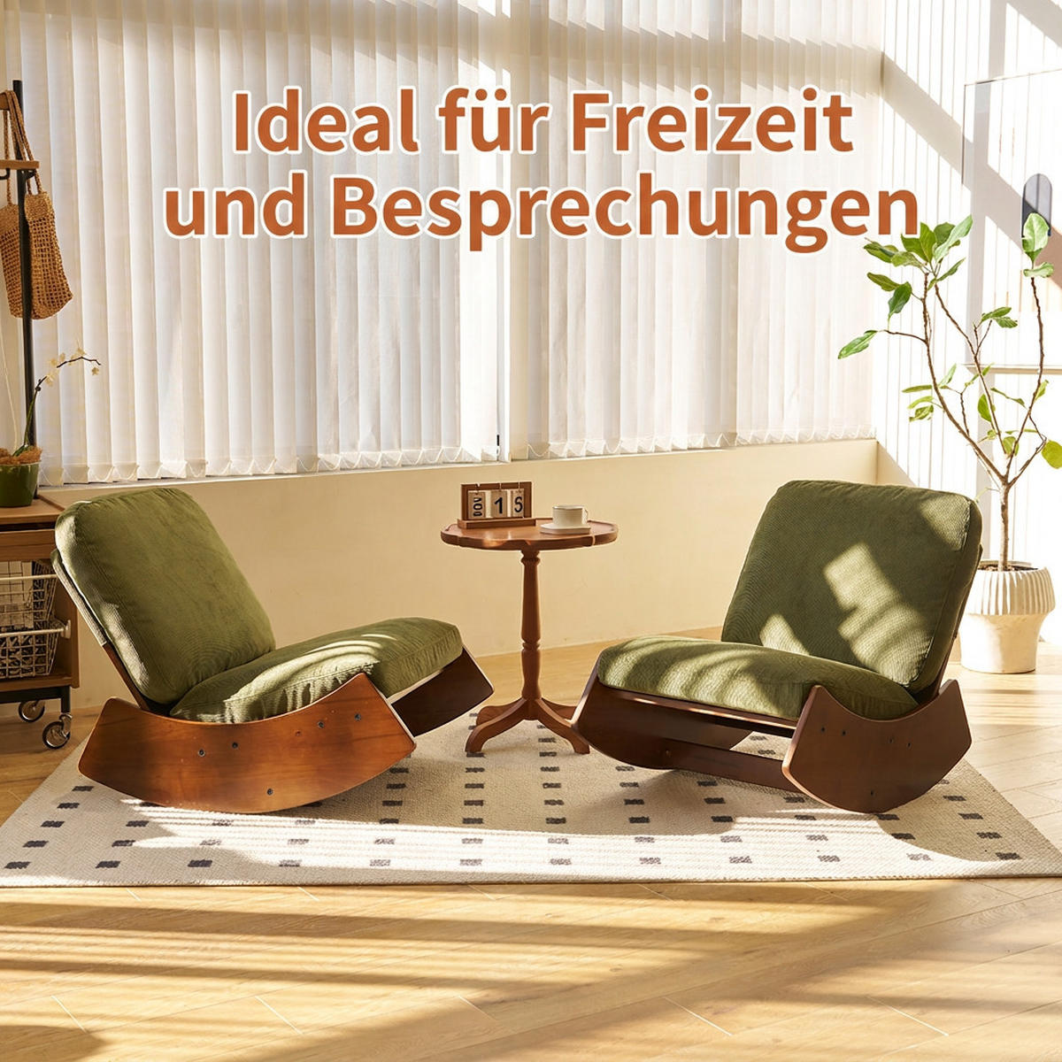 SCHAUKELSTUHL 2-teiliges Set Grün Cord - Grün, Textil (61.5/71.9/90cm) - Oxeza