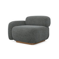 SOFAELEMENT Links Strukturstoff Stoff Grau - Dunkelgrau/Braun, Holz/Textil (95/73/95cm) - Makamii
