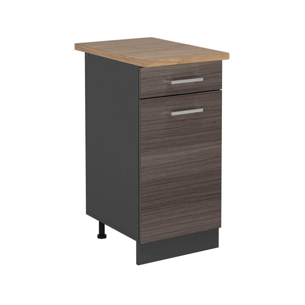 KÜCHENUNTERSCHRANK R-Line Edelgrau 40 cm , AP Eiche - Anthrazit/Braun, Holzwerkstoff (40/81.6/60cm) - Vicco