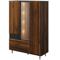HIGHBOARD Borga Eiche Catania / schwarz 100 / 41 / 143cm - Eichefarben/Schwarz, Glas/Holzwerkstoff (100/143/41cm) - Feldmann-Wohnen