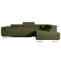 ECKSOFA mit Schlaffunktion und Bettkasten GUSA-L 272x202x107 cm Grün Bouclé - Silberfarben/Grün, Holzwerkstoff/Textil (272/202cm) - ALTDECOR