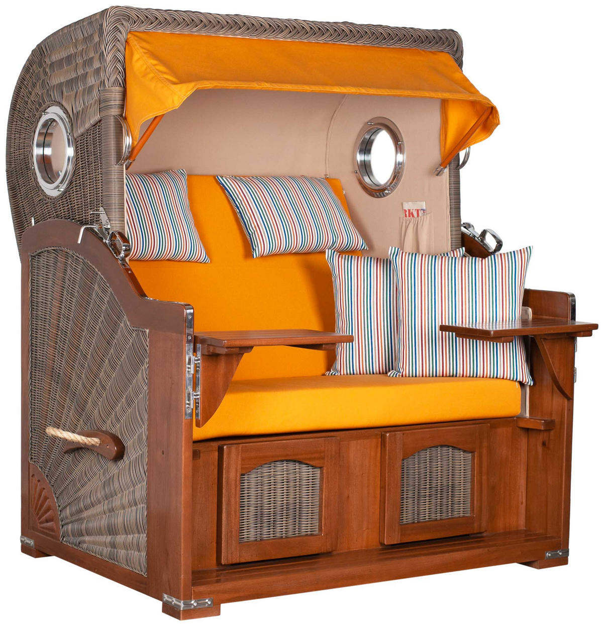 STRANDKORB XXL Düne Grande 2,5 Sitzer - Gelb/Braun, Metall (142/170/95cm) - Mr. Deko