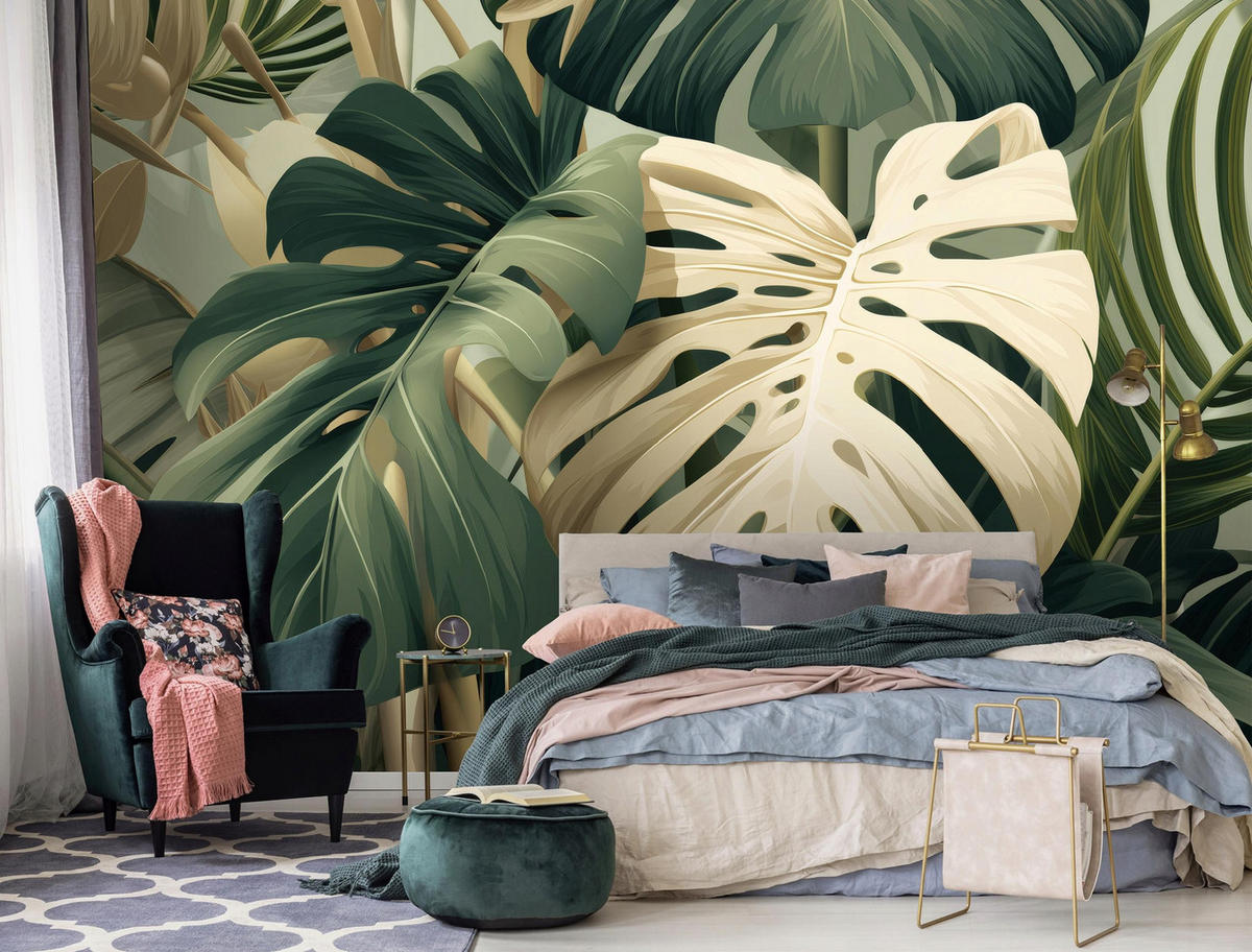 FOTOTAPETE Blätter Dschungel Grün 300x210 cm - Multicolor, Papier (300/210cm) - Wallarena