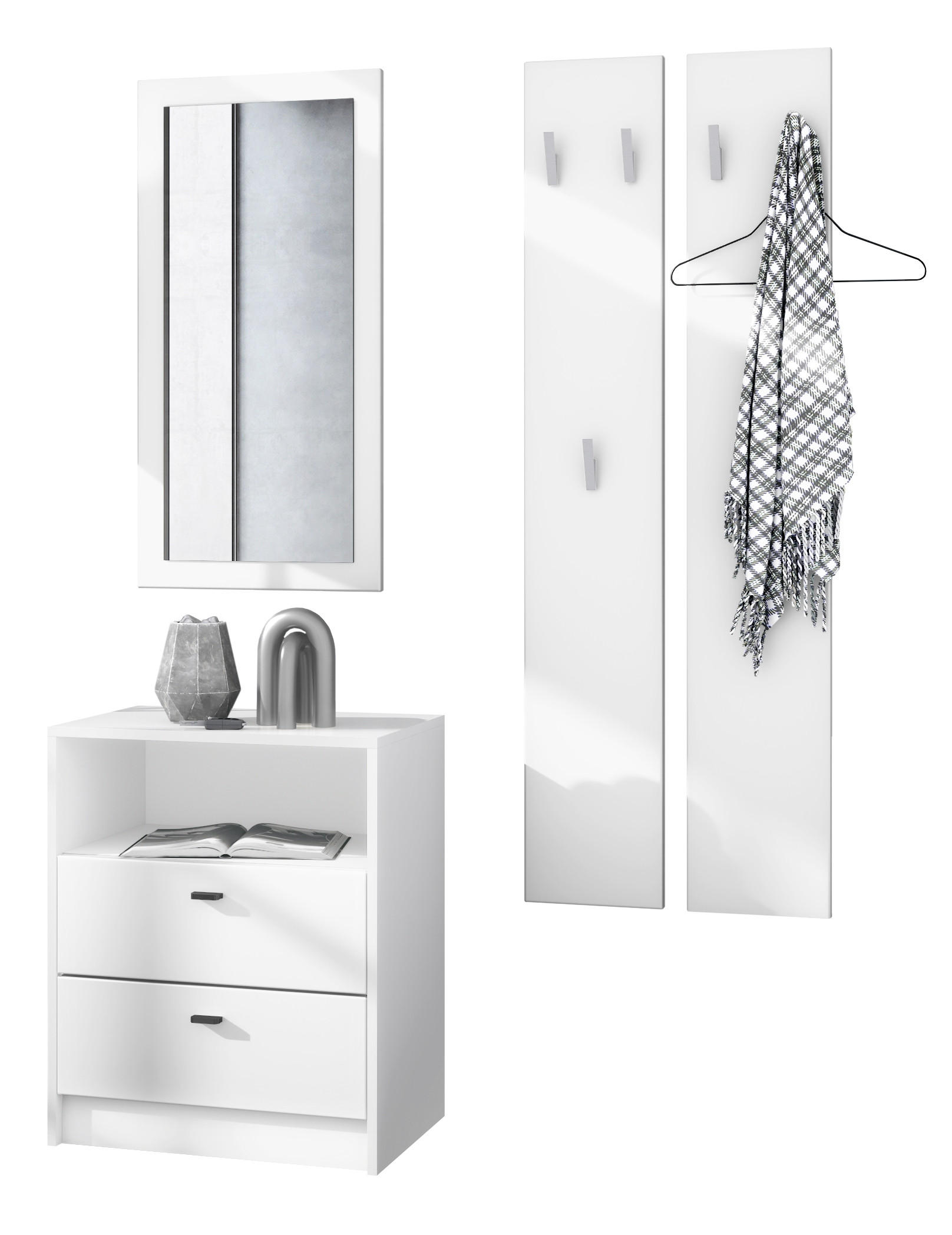 GARDEROBE Pino Weiß matt - Weiß, Holzwerkstoff (130/185/36cm) - Vladon