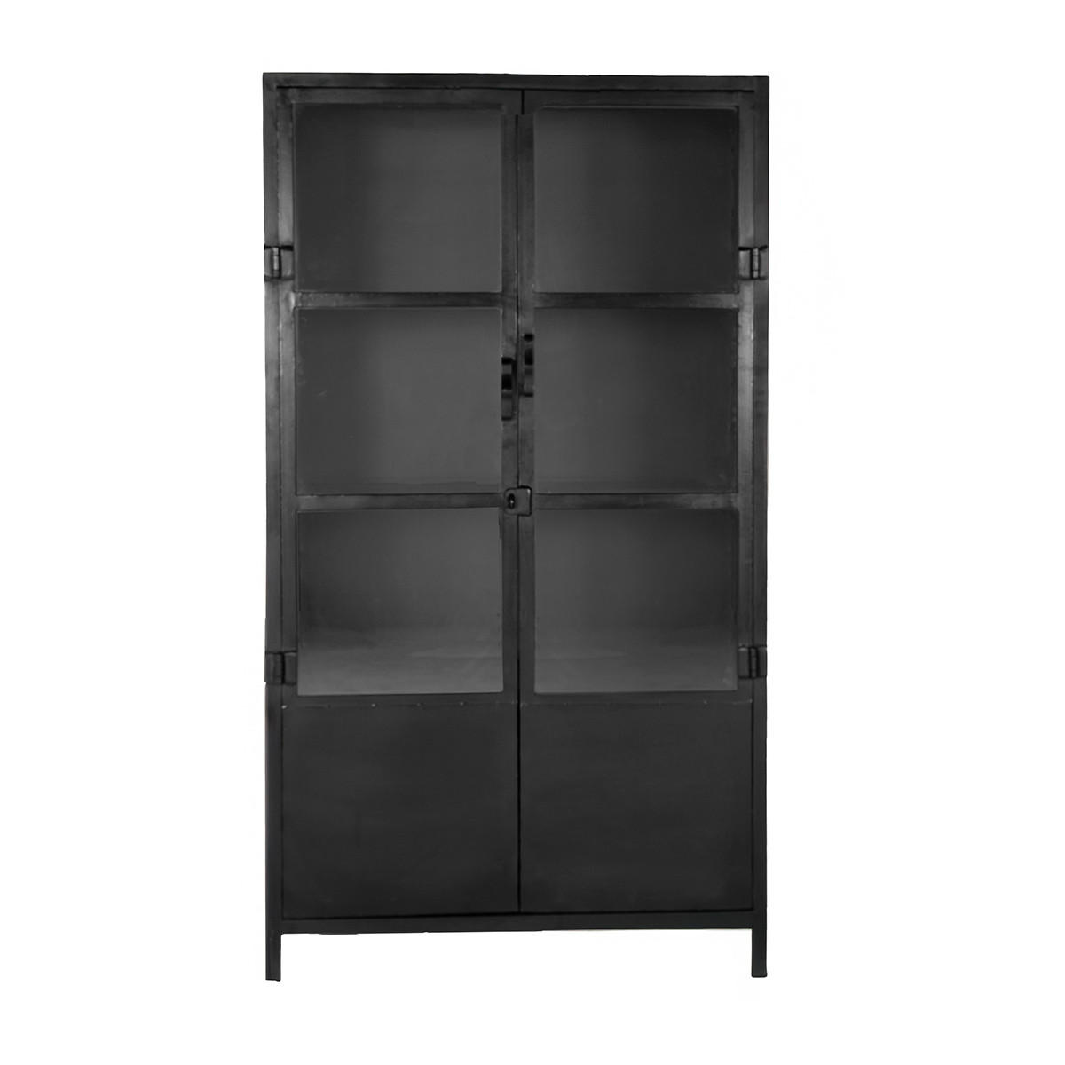 VITRINE aus Metall 100x43x180cm, schwarz - Schwarz, Metall (100/180/43cm) - Giga Meubel