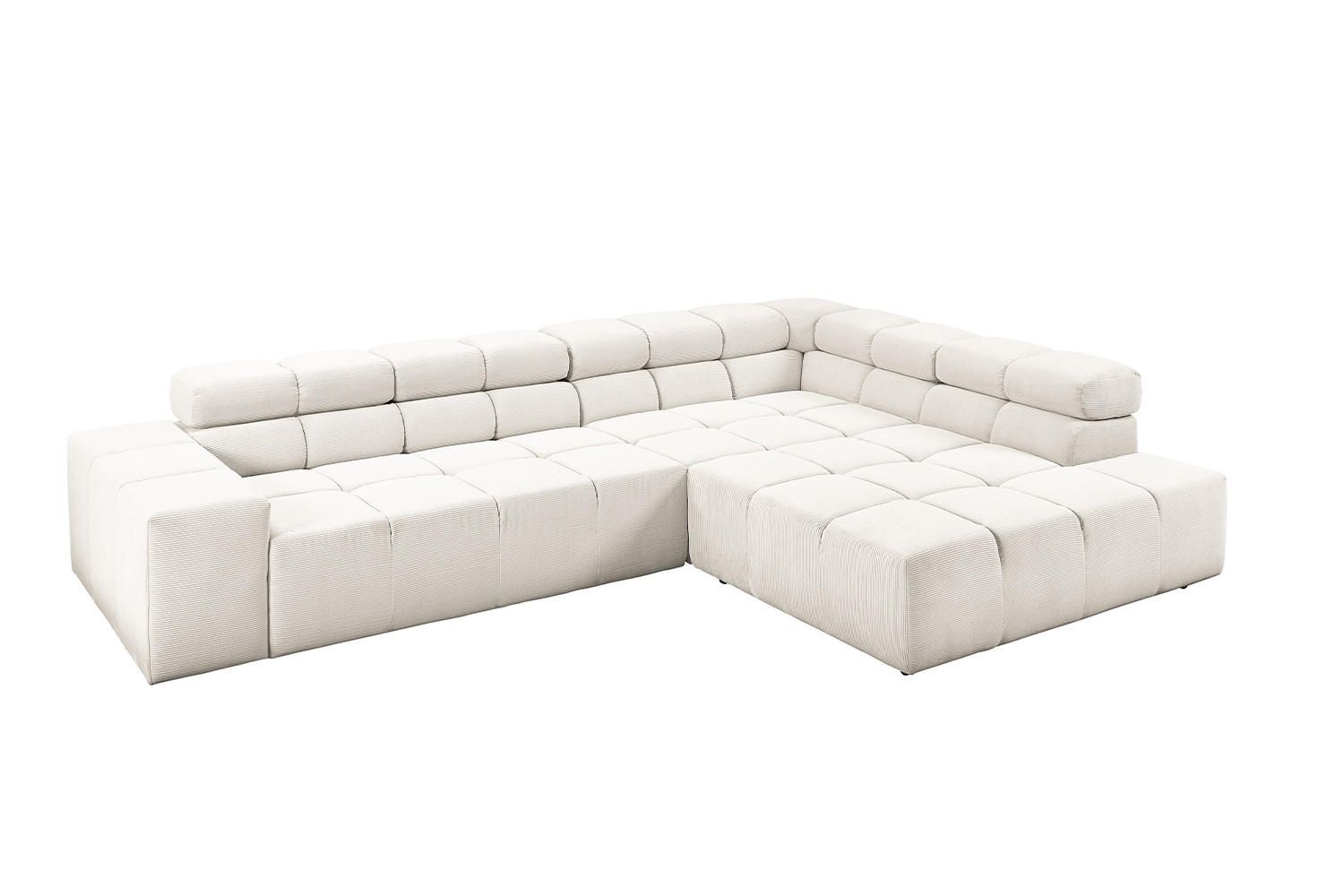 ECKSOFA NEVADA Weiß Cord - Schwarz/Weiß, Kunststoff/Textil (319/215cm) - KAWOLA
