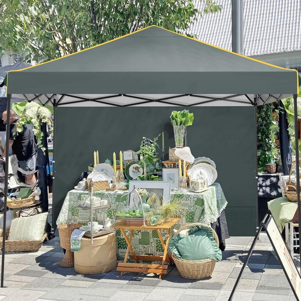 GARTENPAVILLON 3x3m Grau mit 4 Seitenteilen und UV-Schutz - Grau, Textil (300/320/300cm)