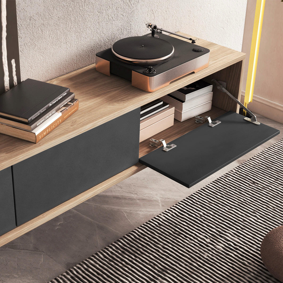 TV-MÖBEL Idra Grau und Holz - Grau, Holzwerkstoff (180/32/36cm) - Petits-meubles