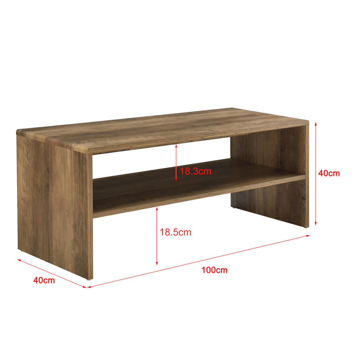 COUCHTISCH Trier 40/100/40 - Braun, Holzwerkstoff (100/40/40cm) - [en.casa]
