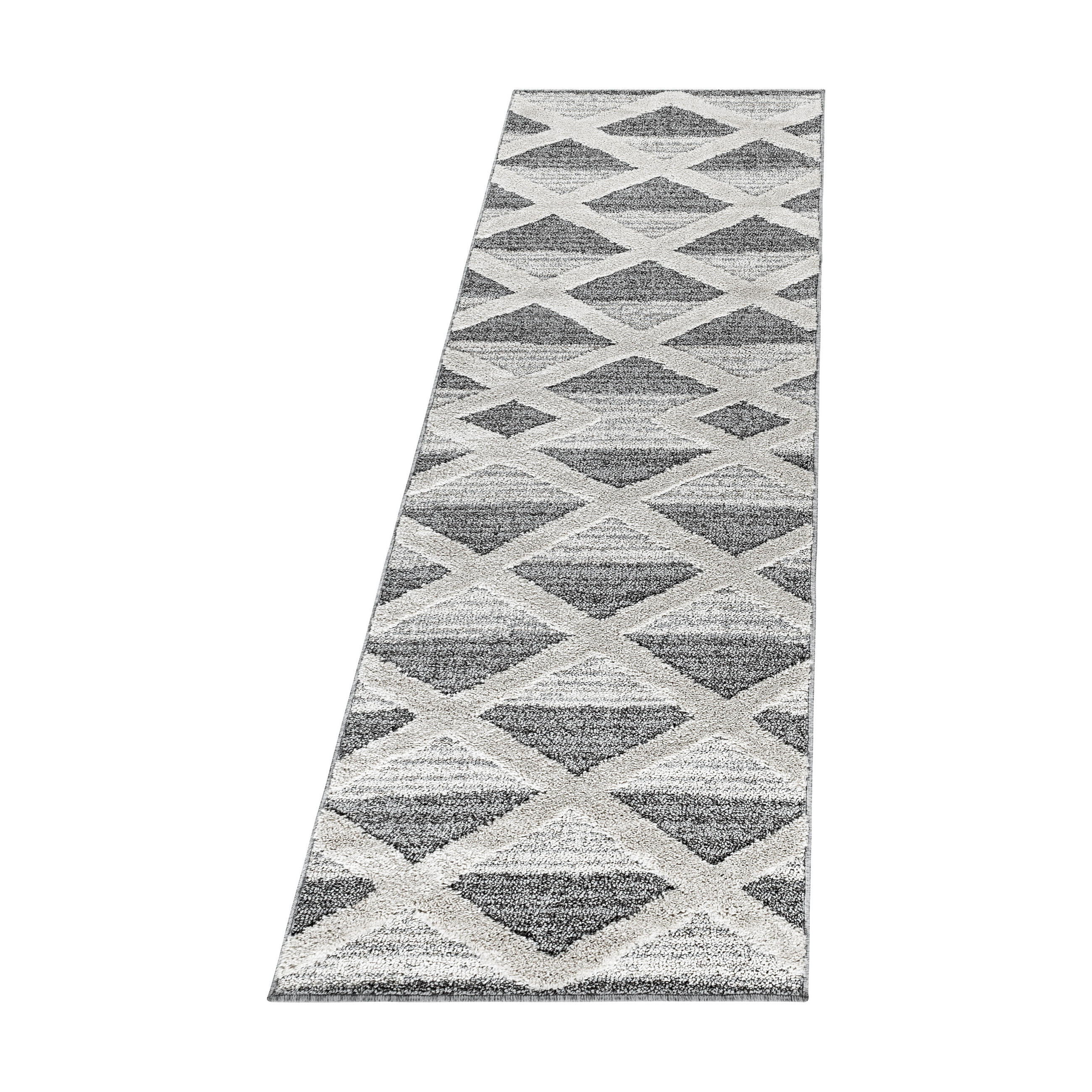 TEPPICH Esszimmer 3D Grafisch Elegant Waschbar Wohnzimmer Läufer Grau 80x250 cm – EISACK - Grau, Textil (80/250cm) - KADIMA DESIGN