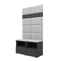 GARDEROBEN-SET Nela III mit gepolsterten Paneelen 100/187/40 - Silberfarben/Graphitfarben, Holzwerkstoff/Kunststoff (100/187/40cm)