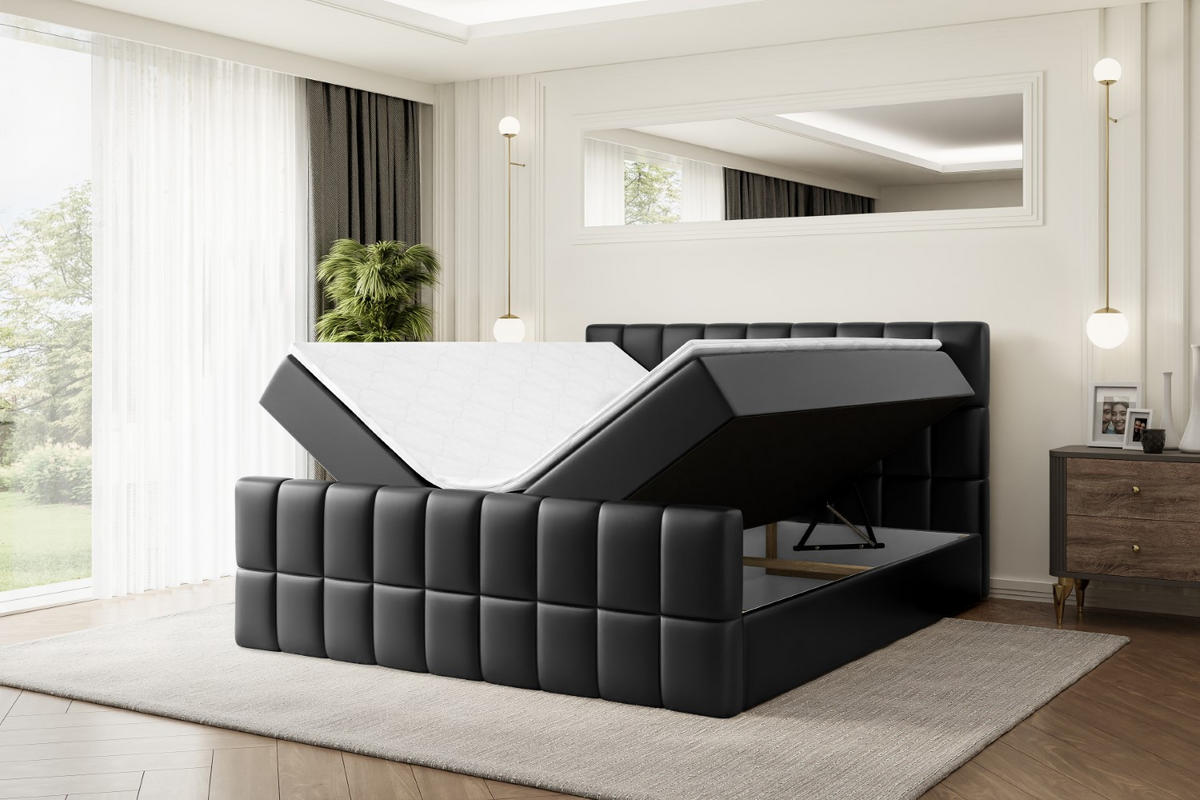 BOXBETT MIAMI-Z - 200x200 cm - H4 - Schwarz Hochglanz - Schwarz Hochglanz, Holzwerkstoff (200/200cm) - ALTDECOR