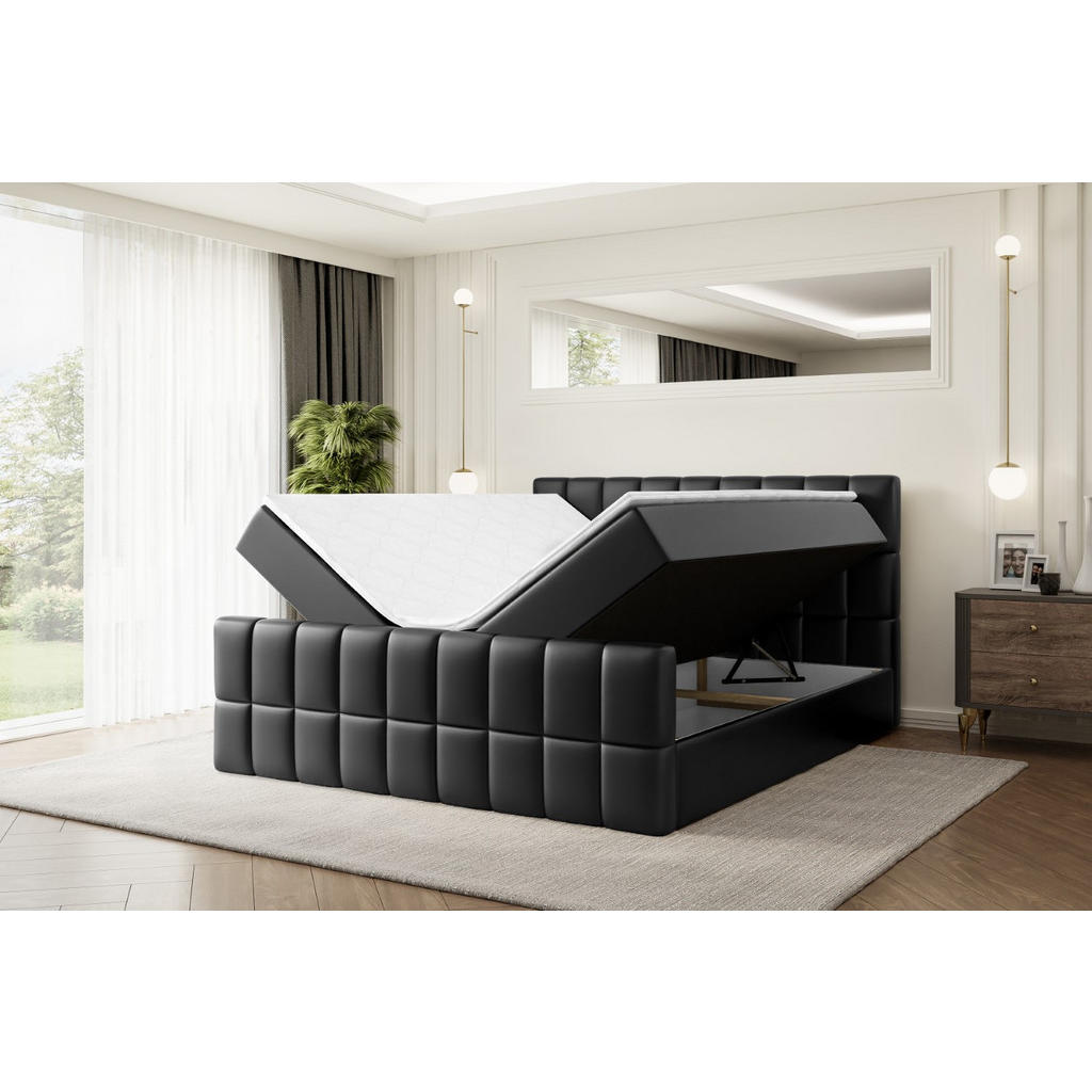 Thumbnail - Altdecor Boxbett, Schwarz Hochglanz, Holzwerkstoff, Höhe ca. 20 cm, 160x200 cm, Schlafzimmer, Betten, Boxspringbetten